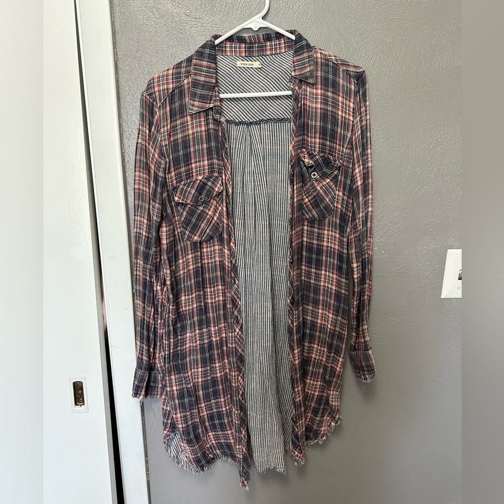 Plaid Button Down Tunic
